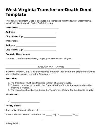 Valid West Virginia Transfer-on-Death Deed Document