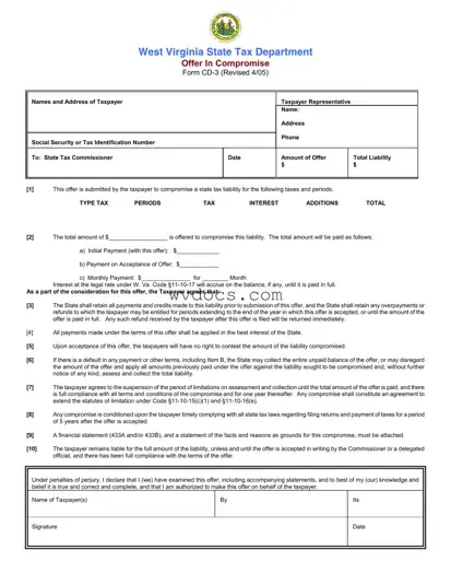 Official West Virginia Cd 3 Template in PDF