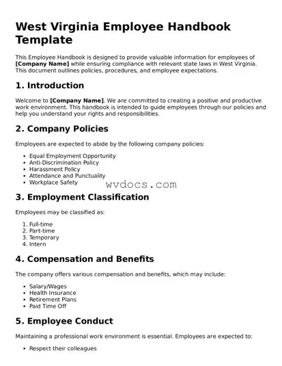 Valid West Virginia Employee Handbook Document