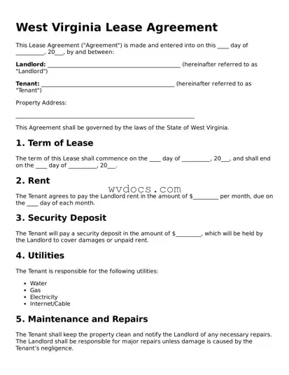 Valid West Virginia Lease Agreement Document
