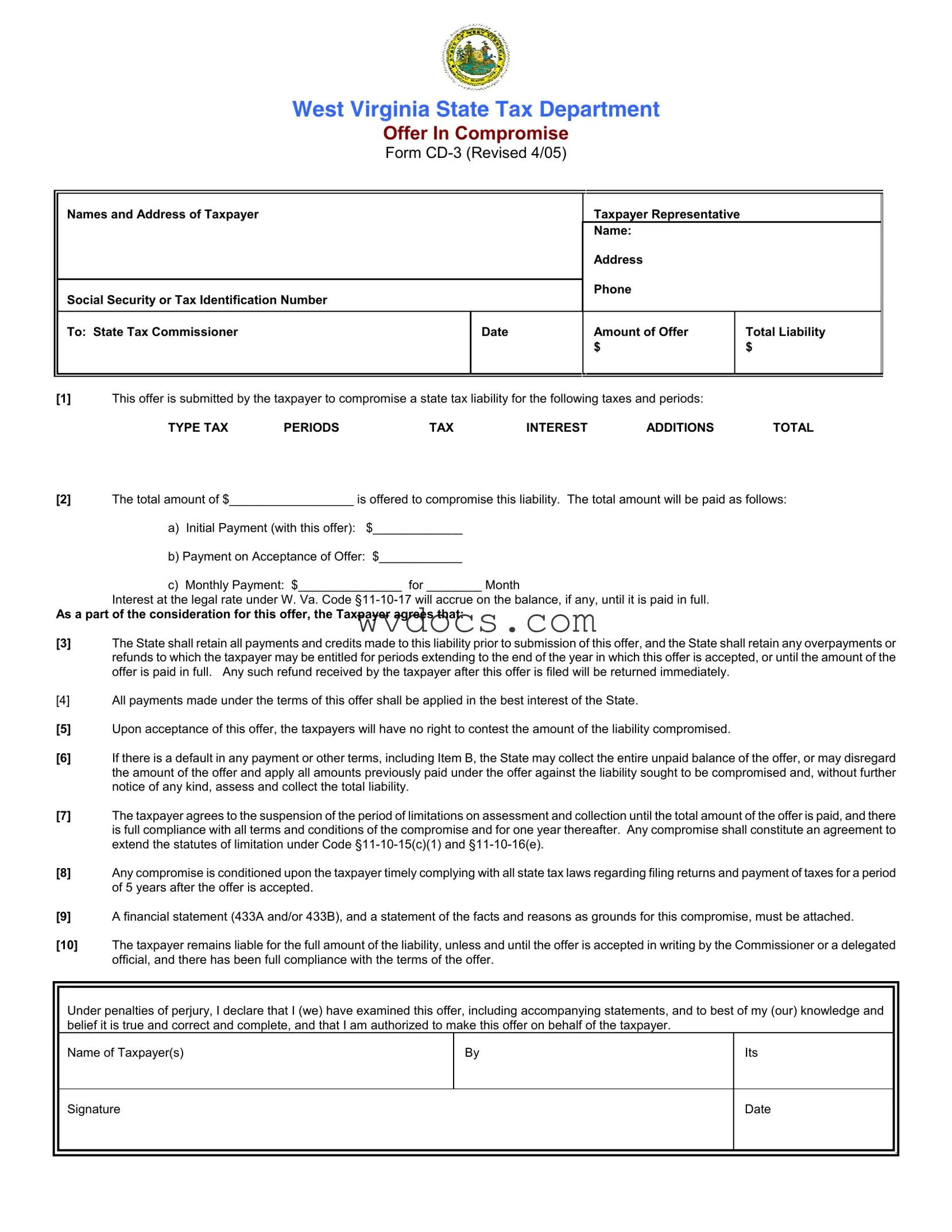 Official West Virginia Cd 3 Template in PDF