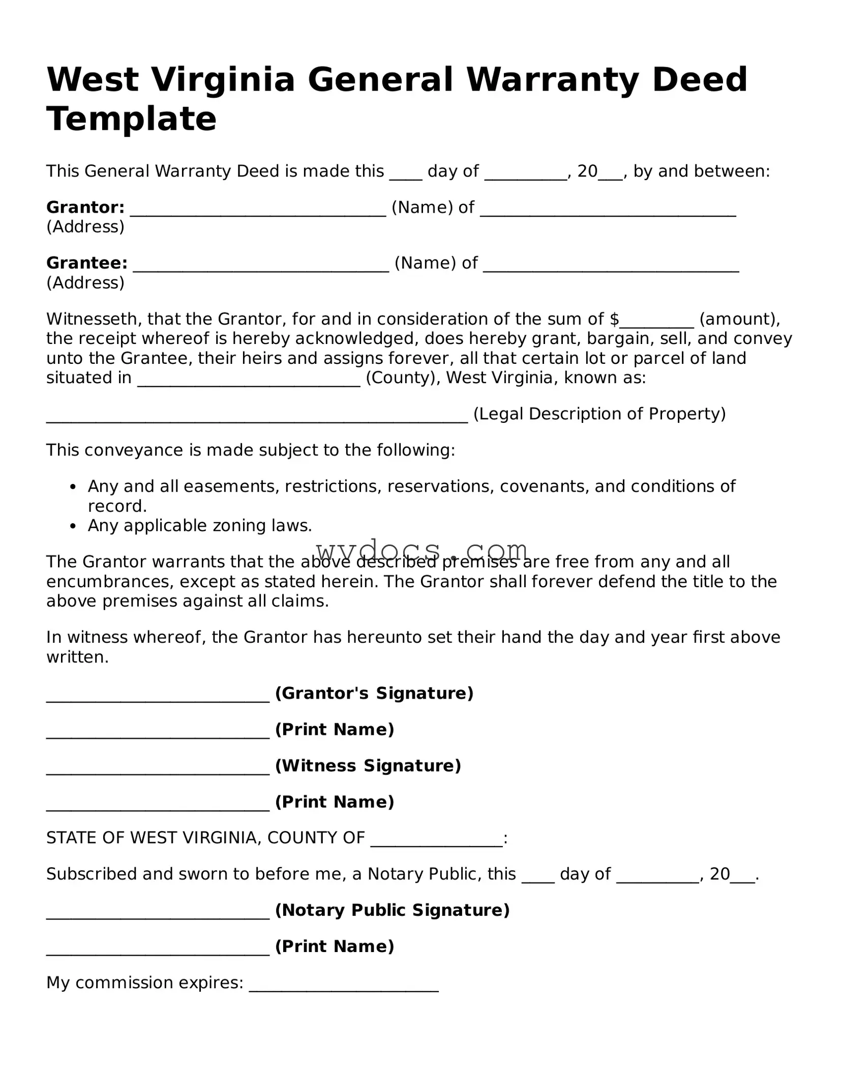 Valid West Virginia Deed Document